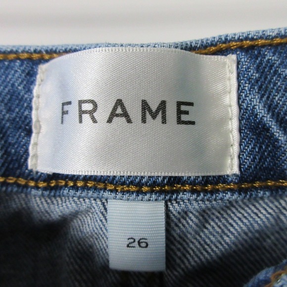 FRAME Le Jane Straight Leg Jeans Women 26 Blue Denim Distressed Casual y2k 606 - Picture 3 of 14